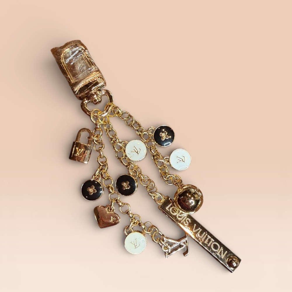Upcycled Louis Vuitton Gold and Black Charm Key Holder - Picture 2 of 3
